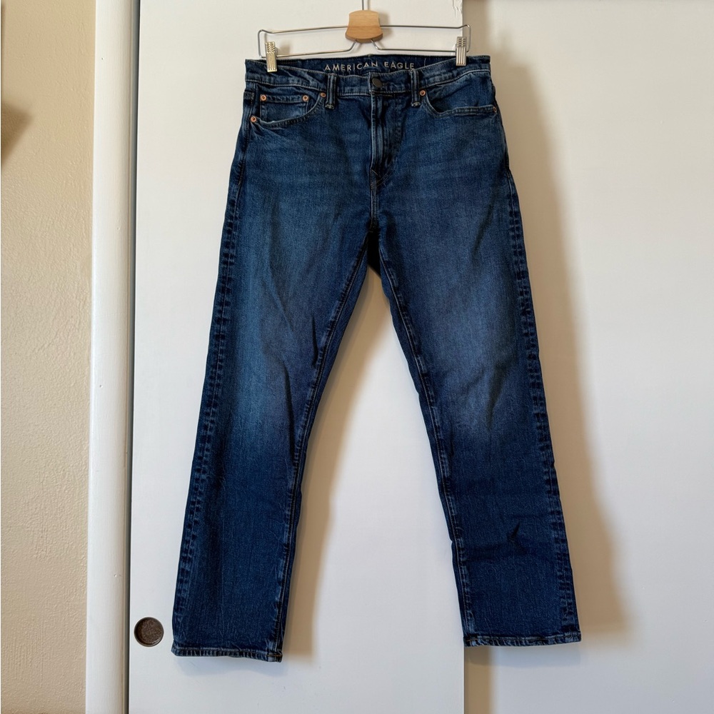 American Eagle Outfitters Men's Dark Blue Straight Jeans
